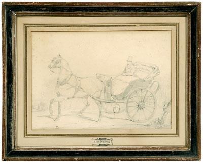 Appraisal: Alfred de Dreux pencil drawing French - gentleman in horse