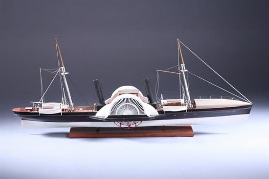 Appraisal: SHIP MODEL PADDLEWHEEL STEAM AND SAILING SHIP Mahogany plank framed