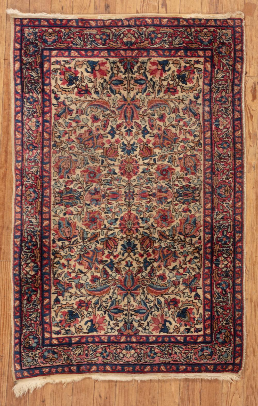 Appraisal: Persian Rug cream ground floral design ft x ft