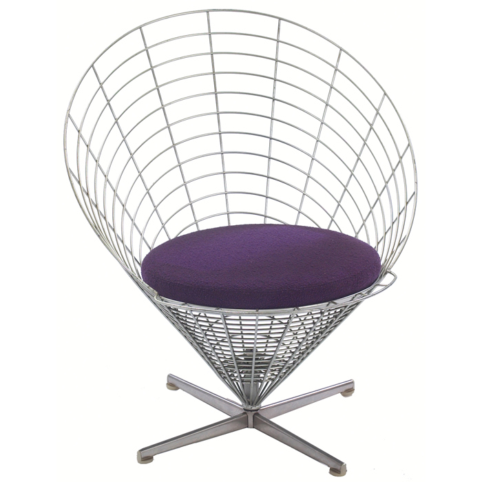 Appraisal: Vernor Panton Cone chair purple wool seat pad