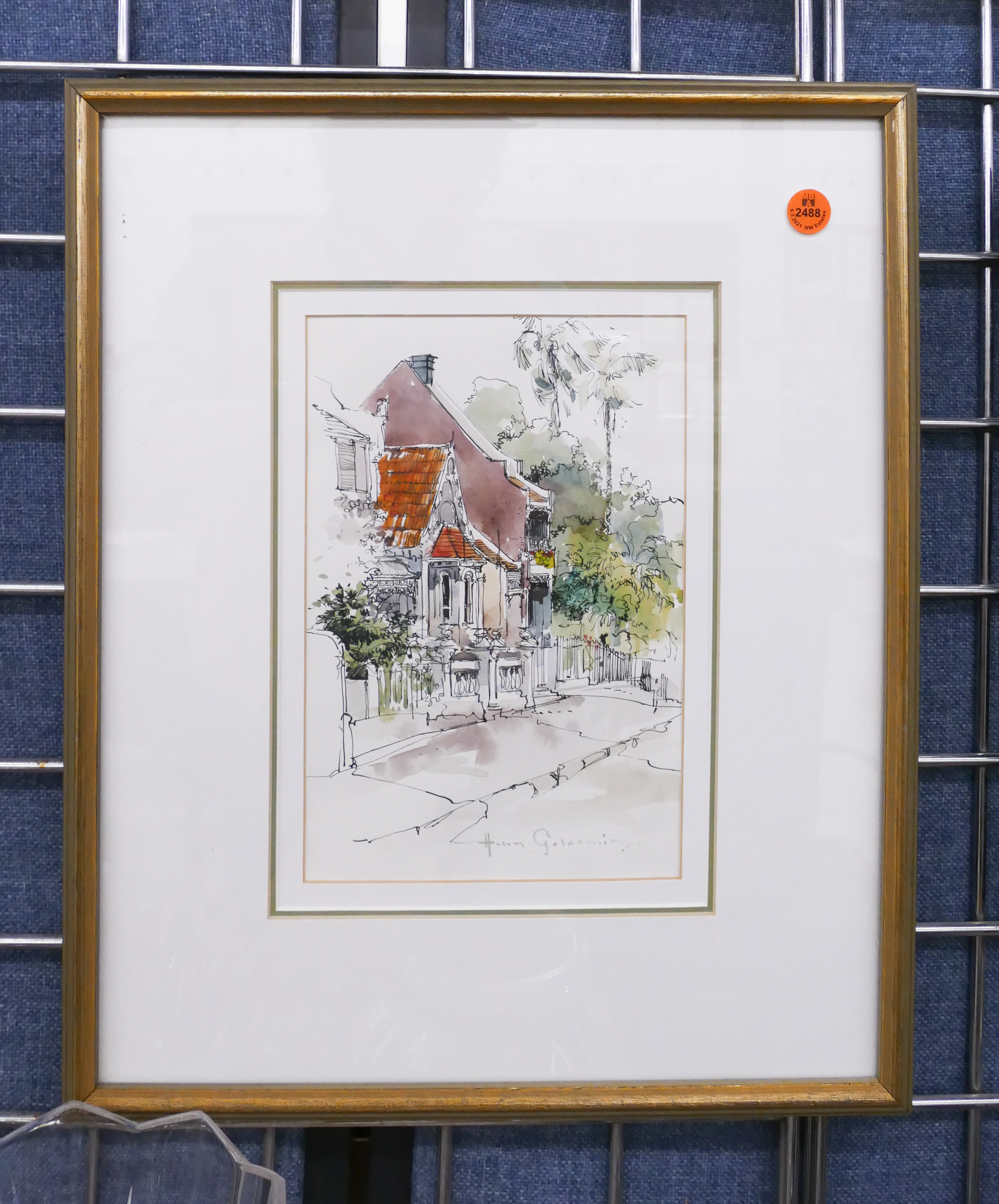 Appraisal: Helen Goldsmith Australian Street Scene Watercolor Framed- x ''