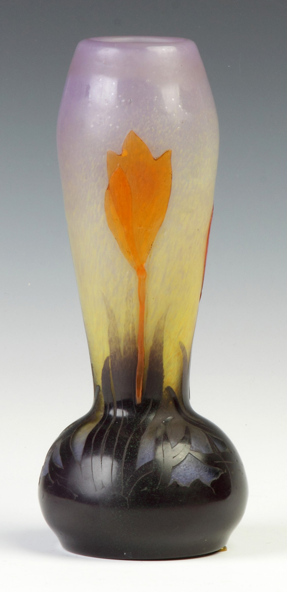 Appraisal: Fine Daum Nancy Art Glass Vase with Floral Decoration Early