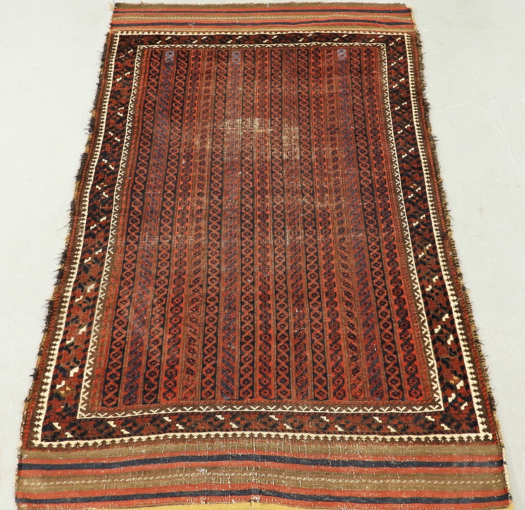 Appraisal: C ANTIQUE PERSIAN ORIENTAL BELOUCH CARPET RUG Persia Circa Central