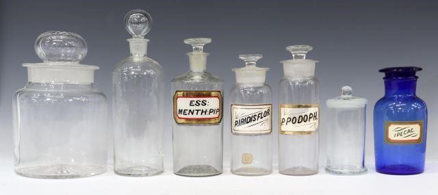 Appraisal: lot of Antique glass pharmacy apothecary bottles late th early