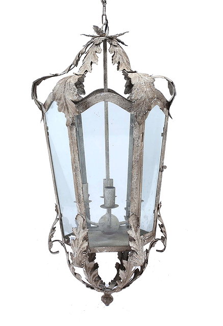 Appraisal: A GREY PAINTED TH CENTURY FRENCH STYLE LANTERN moulded with