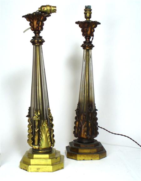 Appraisal: A pair of late th century gilt metal and glass