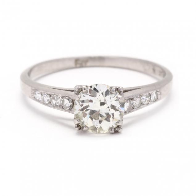 Appraisal: Antique Platinum and Diamond Ring Centering on an old European