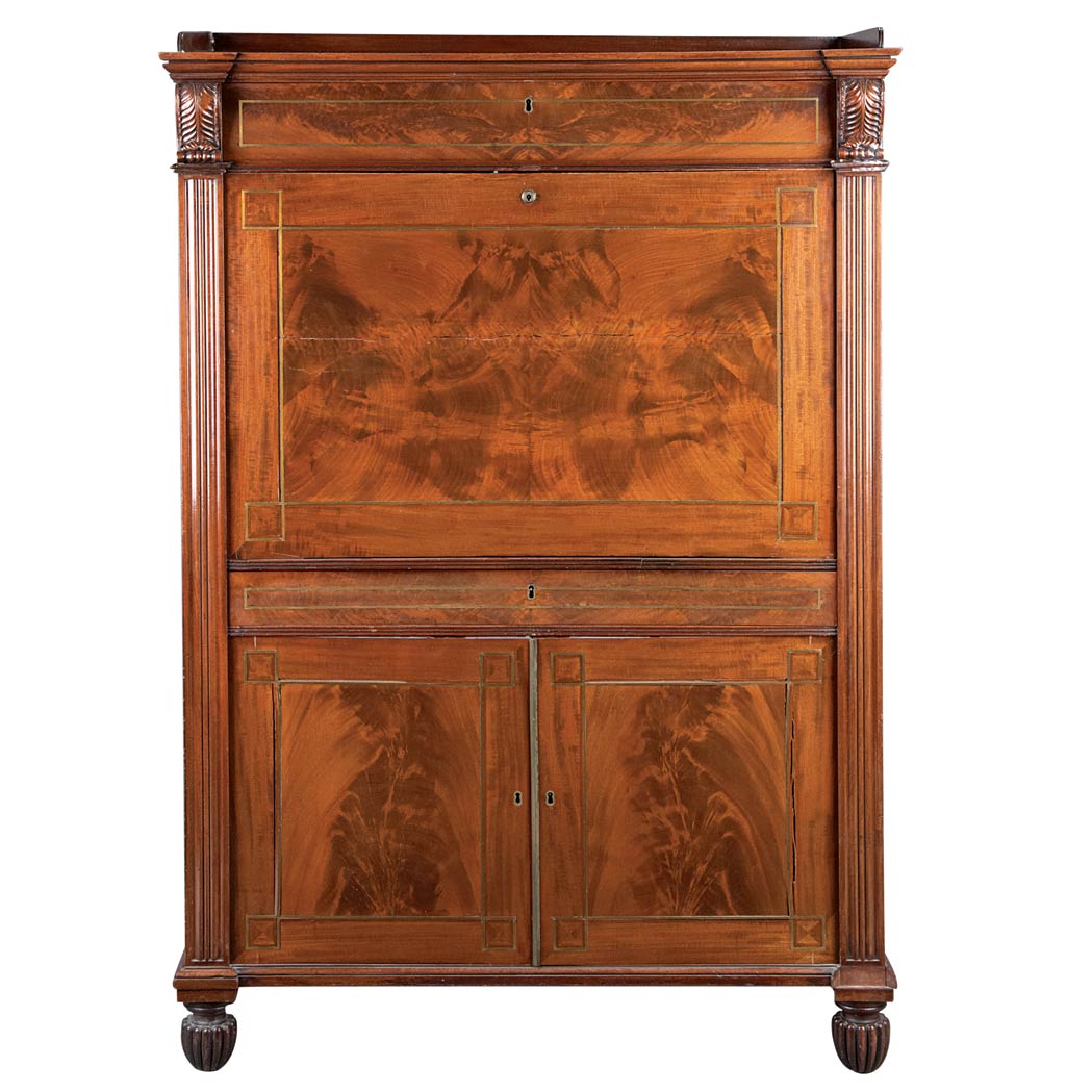 Appraisal: Louis Philippe Mahogany Secretaire a Abattant Height inches width inches