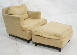 Appraisal: DUNBAR Lounge Chair Ottoman Modern low profile chair angled side