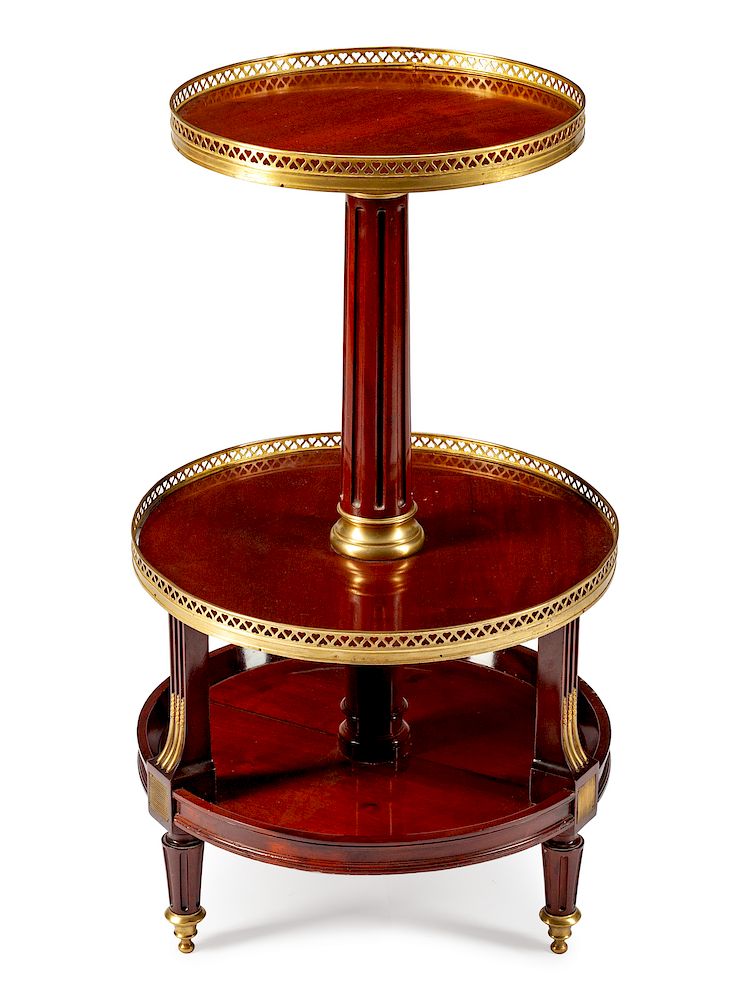 Appraisal: A Louis XVI Style Gilt-Bronze-Mounted Mahogany Three-Tier Dessert Table A