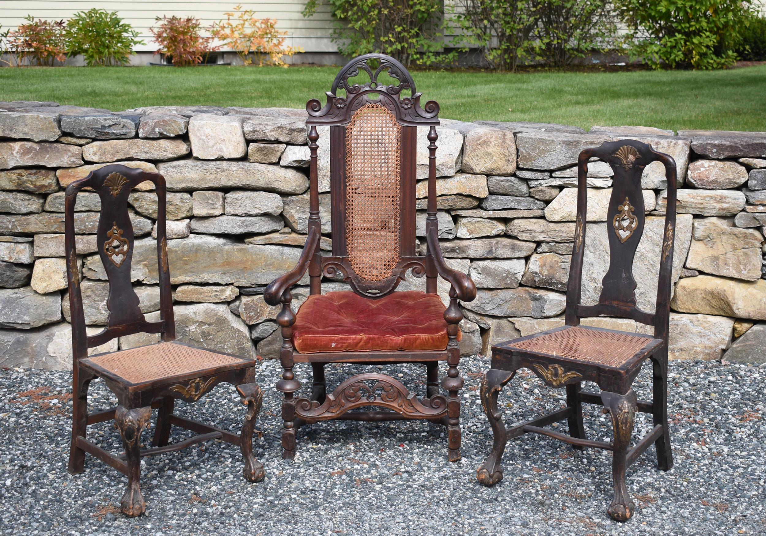 Appraisal: THREE EARLY TH C EUROPEAN CHAIRS A pair of ca