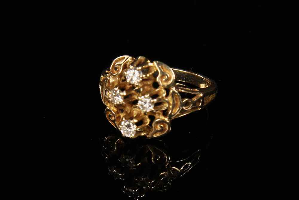 Appraisal: LADY'S RING - Circa four diamonds prong mounted in a