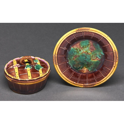 Appraisal: A George Jones half barrel shaped majolica dish cover and