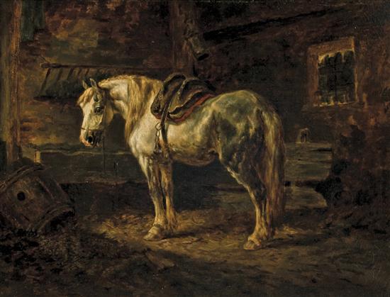 Appraisal: WOUTERUS VERCHUUR Dutch - Horse in a Stable oil on