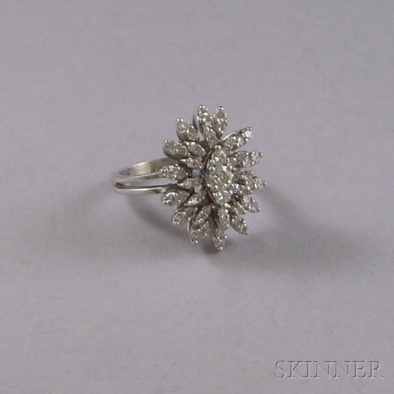 Appraisal: kt White Gold and Diamond Starburst Ring size