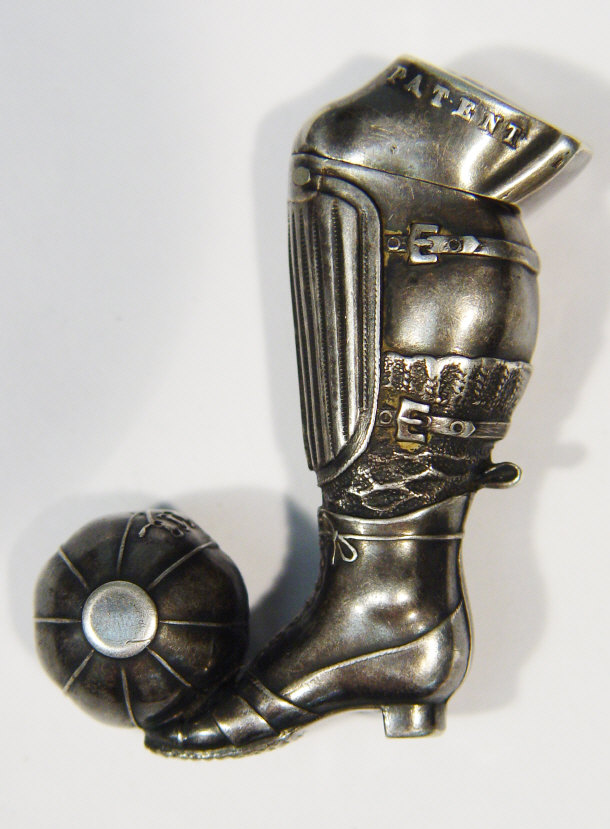 Appraisal: Victorian silver novelty football vesta in the form of a