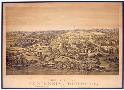 Appraisal: piece Tinted Lithograph Bird's Eye View Centennial Buildings Fairmount Park