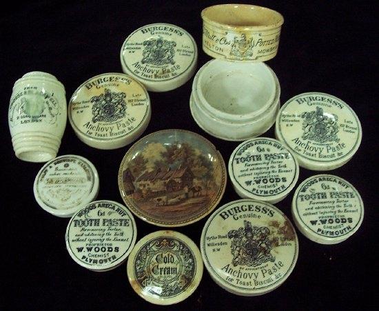 Appraisal: Three pot lids for Burgess's anchovy paste cm diameter etc