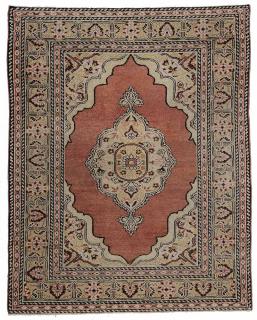 Appraisal: Turkish Rug early to mid- th century ivory field medallion