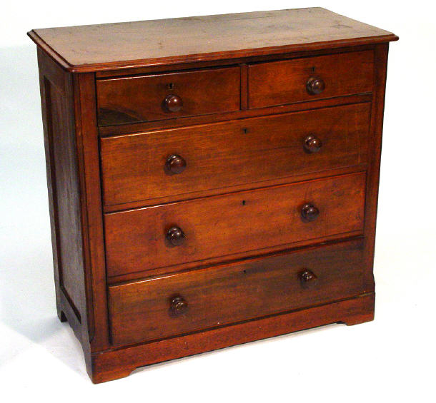 Appraisal: Victorian mahogany chest of drawers fitted two short above three