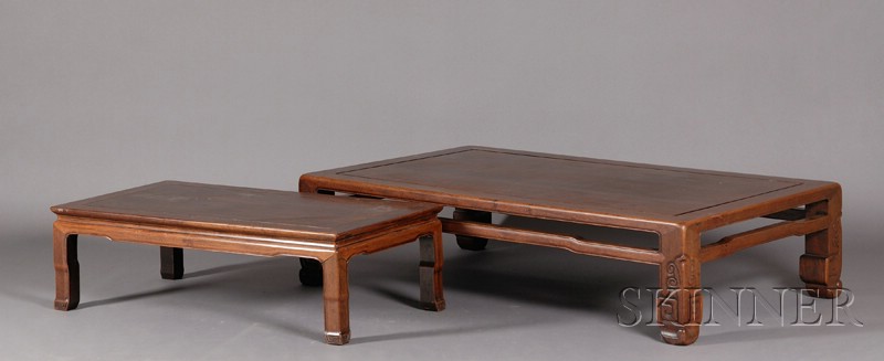 Appraisal: Pair of Low Tables Japan early th century rosewood ht