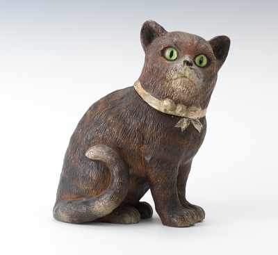 Appraisal: A Figural Cat Tobacco Humidor by Bernard Bloch Rare large