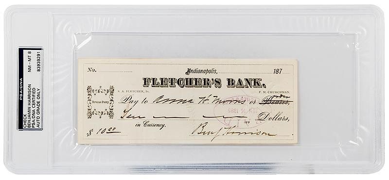 Appraisal: Benjamin Harrison Signed Check Harrison Benjamin Benjamin Harrison Signed Check