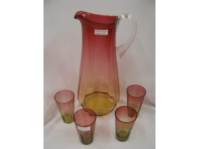 Appraisal: New England Glass Co Amberina Water Set pieces including tankard