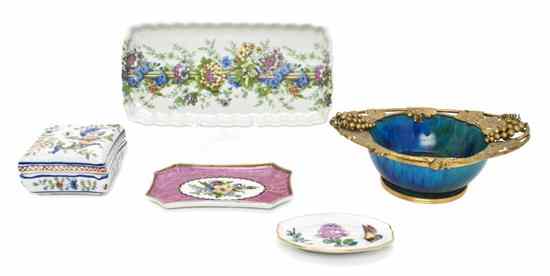 Appraisal: Two Sevres Style Porcelain Table Articles comprising a rectangular dish