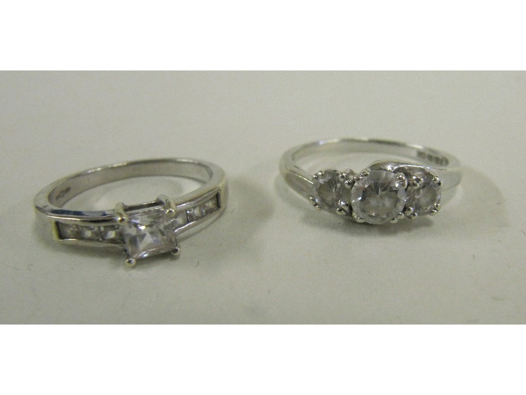 Appraisal: Two ct white gold gem set dress rings