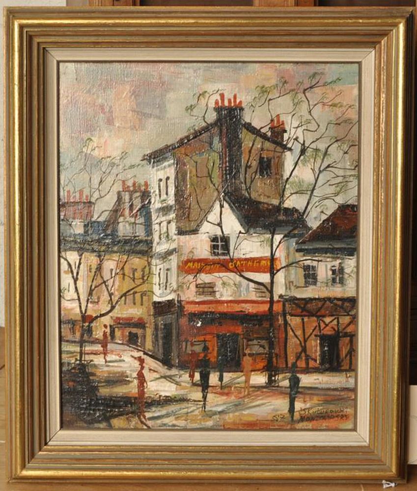 Appraisal: S Kuburovski French Montmartre Scene O C signed and dated