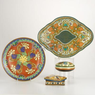 Appraisal: ZUID-HOLLAND GOUDA ETC Four pieces Goes tray Goedewaagen Orchidee charger