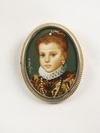 Appraisal: BROOCH - K white gold frame with portrait of young