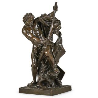 Appraisal: EUG NE MARIOTON French Untitled warrior with bow Patinated bronze