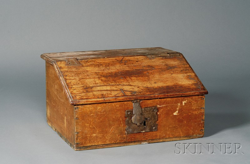 Appraisal: Maple and Pine Slant-lid Desk Box America th century with