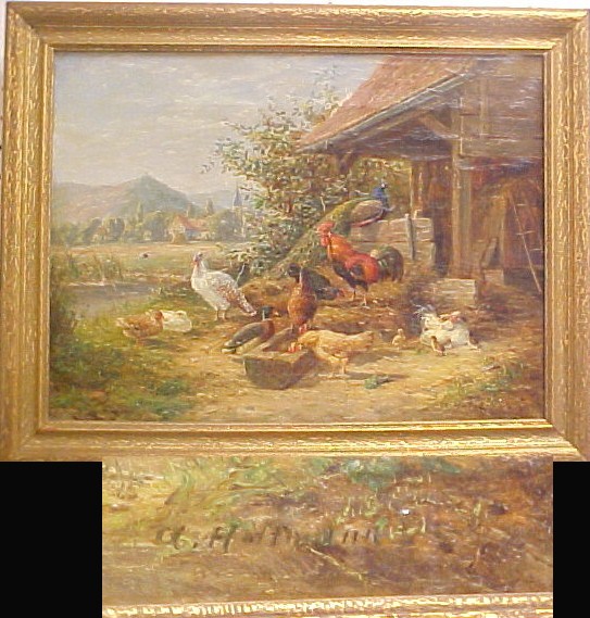 Appraisal: A Hoffmann th C Continental oil on canvas barnyard scene