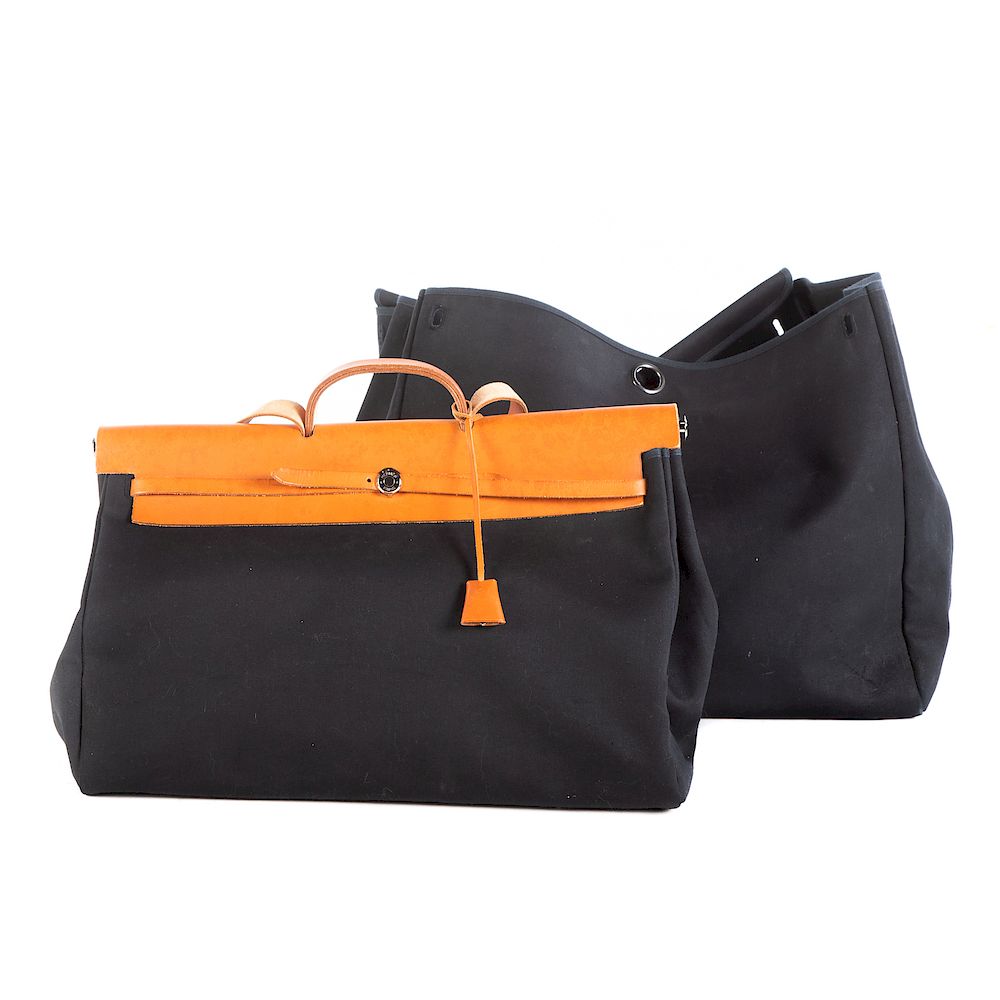 Appraisal: An Hermes Toile Herbag TGM Black Toile Herbag TGM with