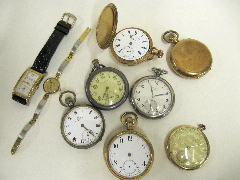 Appraisal: Lot comprising four rolled gold pocket watches three white metal