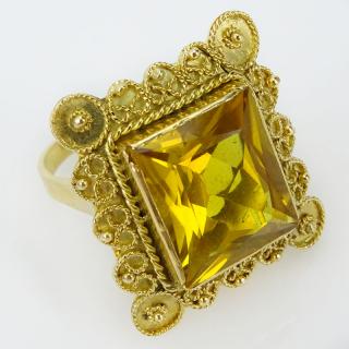 Appraisal: Vintage Etruscan style Citrine and Karat Yellow Gold Ring Citrine