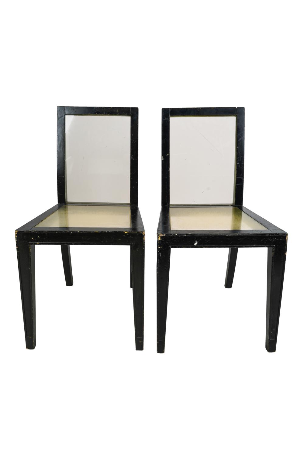 Appraisal: PHILIPPE STARCK PAIR OF CUSTOM SIDE CHAIRScirca ebonized wood Plexiglas