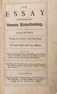 Appraisal: Locke John An Essay on Human Understanding London Printed for