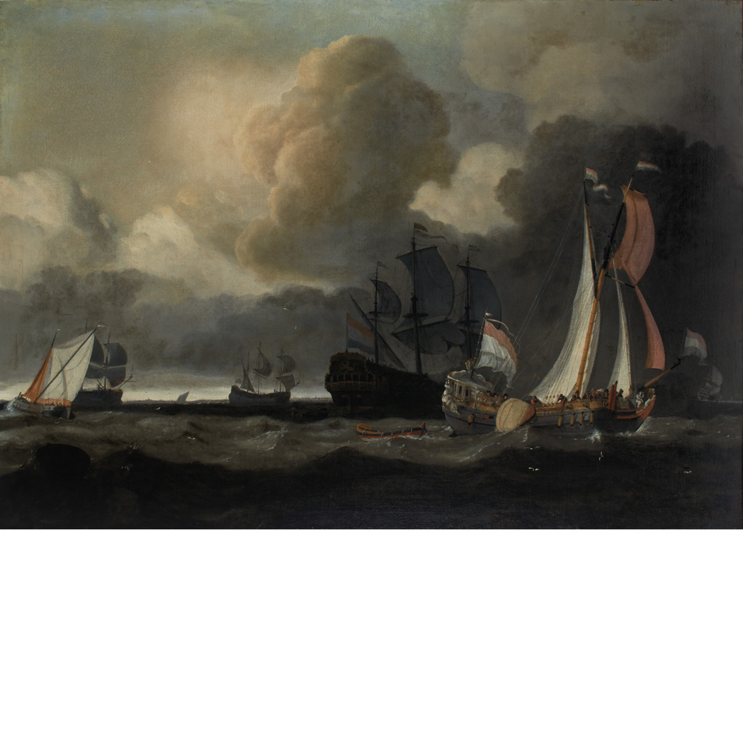 Appraisal: Ludolf Backhuysen Dutch - Ships Under Cloudy Skies off a