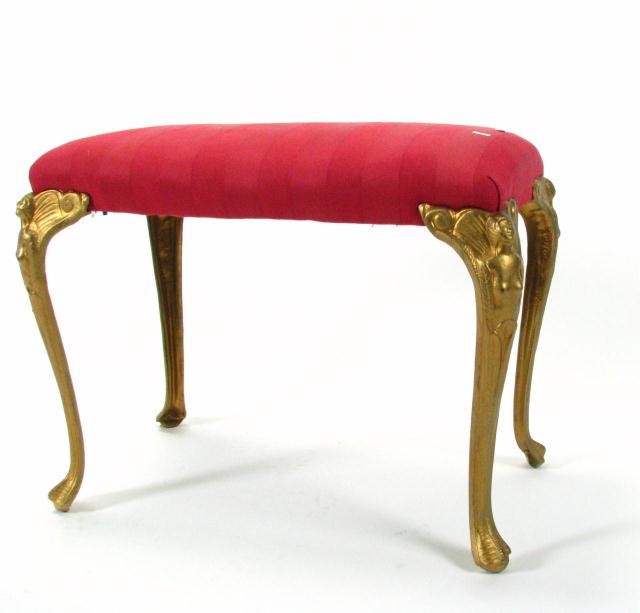 Appraisal: French style vanity bench with cast metal figural legs and