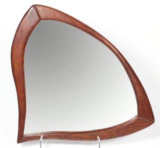 Appraisal: Howard Werner cherry framed mirror having an stylized organic form