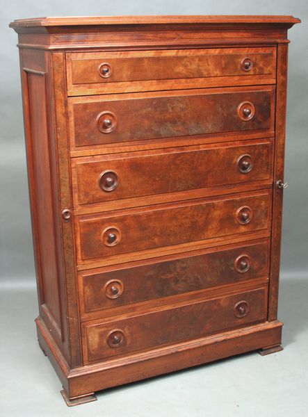 Appraisal: Fine th Century walnut American Lockside six-drawer chest completely original