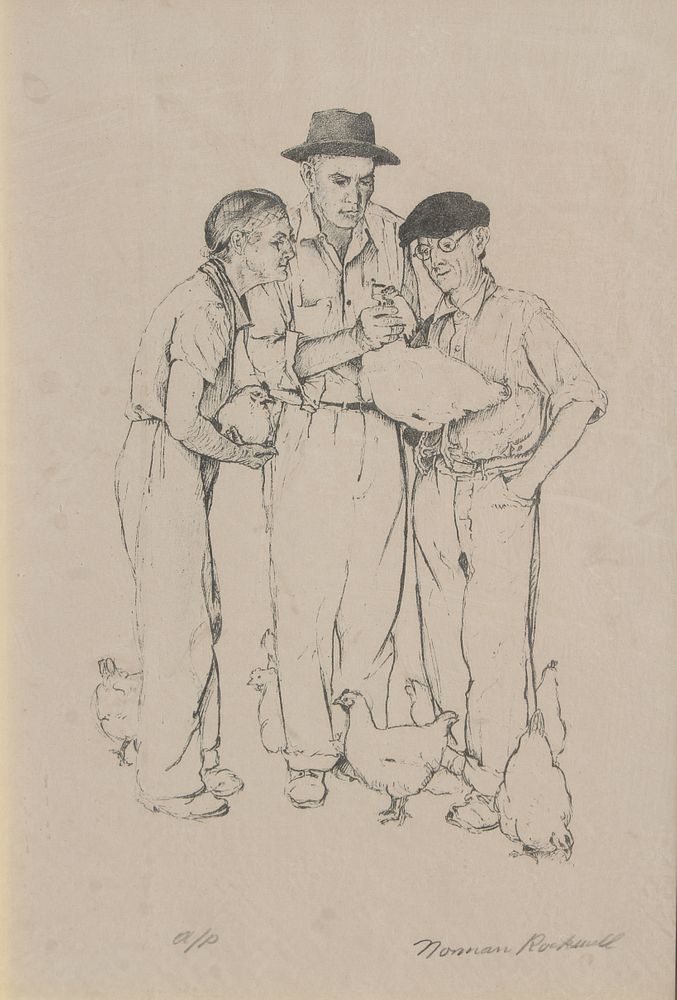 Appraisal: Norman Rockwell Three Farmers A P Lithograph Norman Rockwell Three