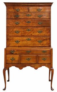 Appraisal: American Queen Anne flat top highboy executed in highly figured