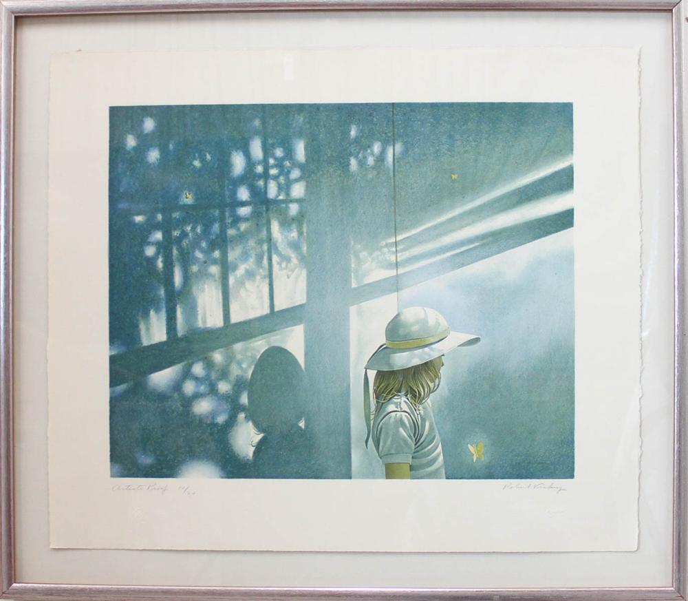 Appraisal: ROBERT VICKREY United States - lithograph girl in a hat