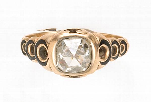 Appraisal: A rose-cut diamond enamel and k gold ring estimated diamond