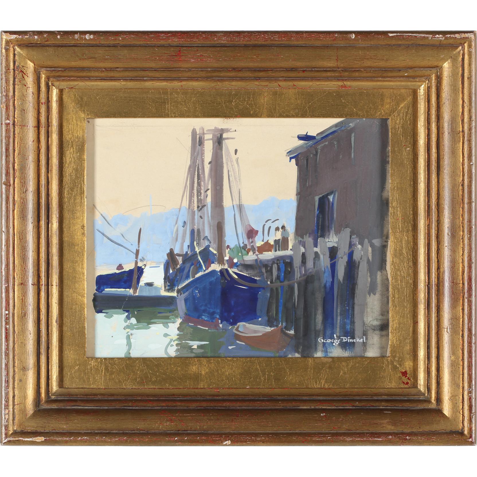 Appraisal: George Dinckel OH MA - Rockport Harbor gouache on paper